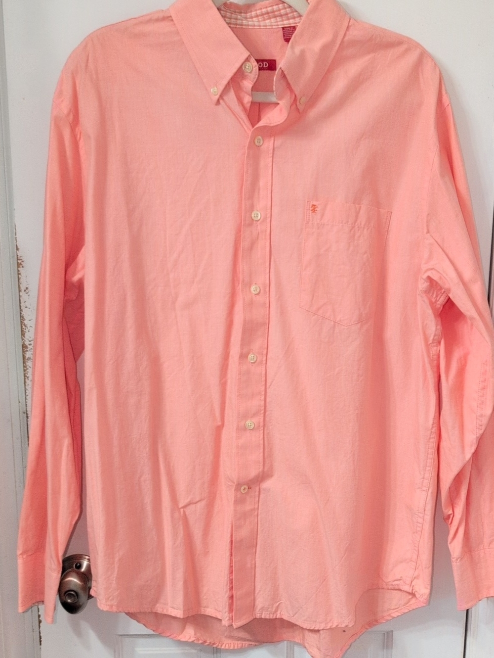 IZOD- Men's Coral Button-Down Long-Sleeve Shirt